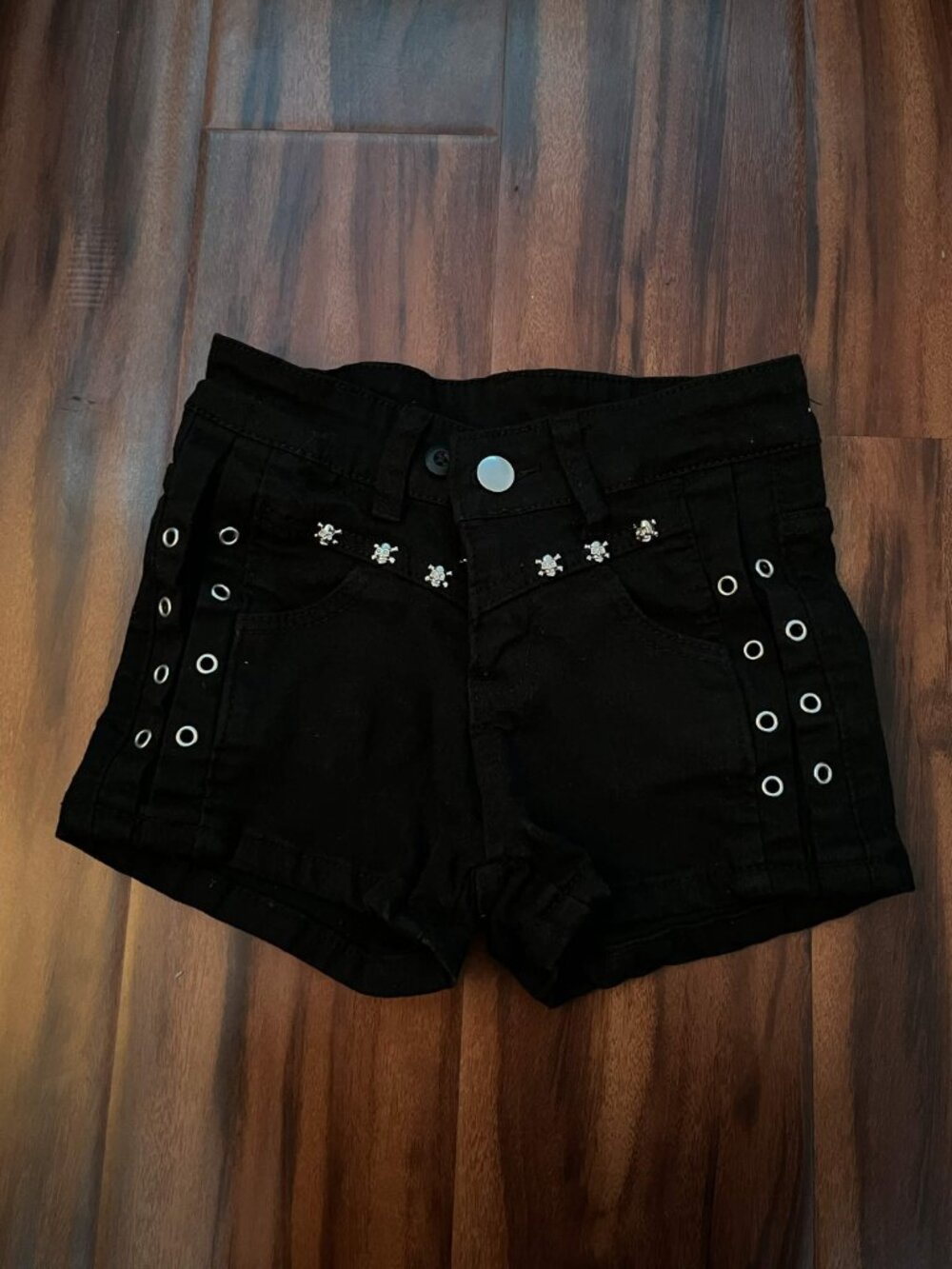 Black Grunge Shorts w/ Silver Skulls